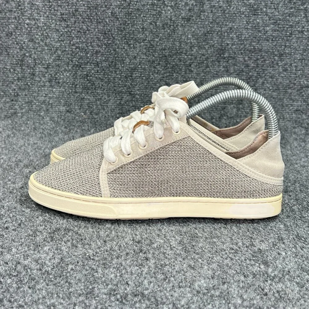 OluKai Pehuea Lī Sneakers Women's Size 6.5 Tan Convertible Heel Lace Beach Shoes